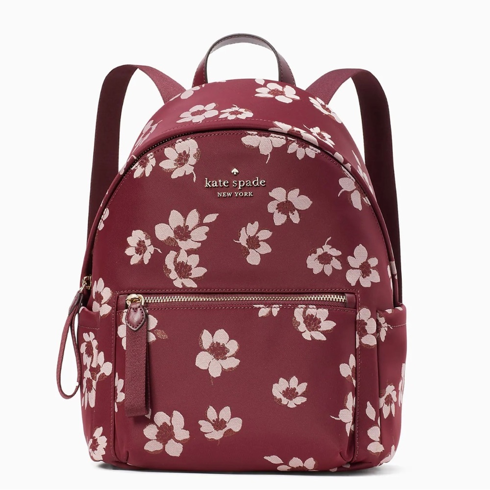 kate spade floral-print burgundy backpack